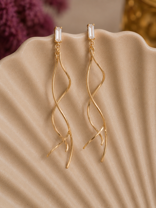 Gold-Plated Spiral Drop Earrings