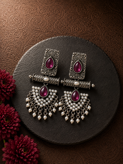Ruby Pearl Chandbali Earrings