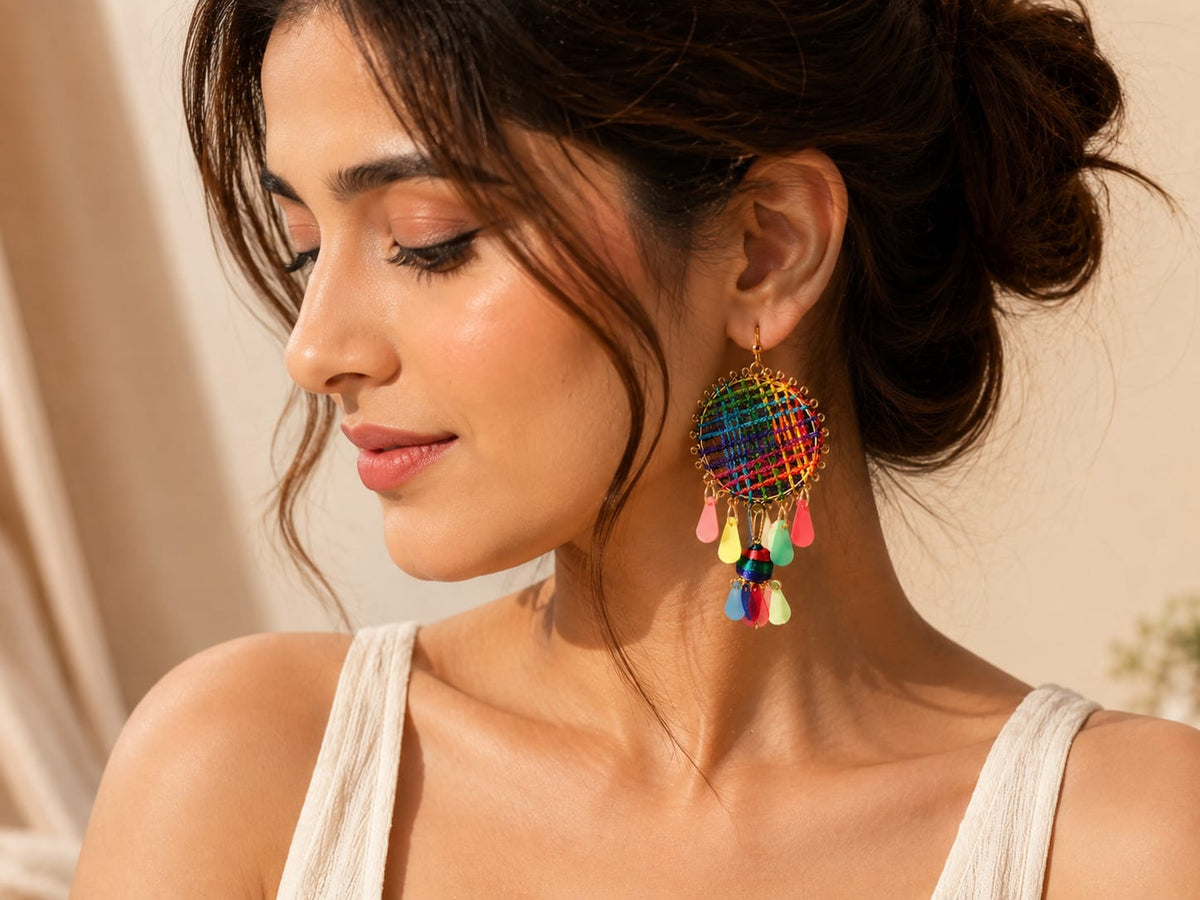 Ghunghroo Rangoli Handcrafted Earrings