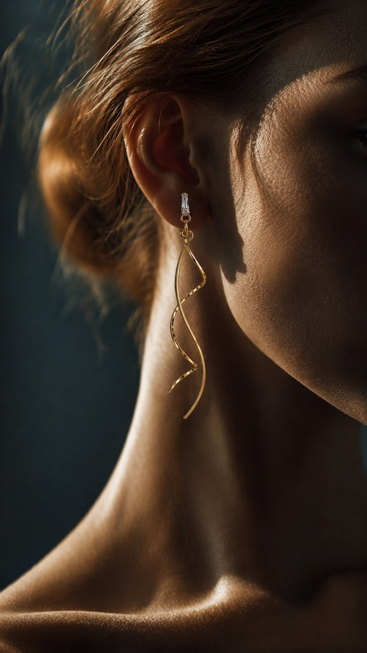 Gold-Plated Spiral Drop Earrings