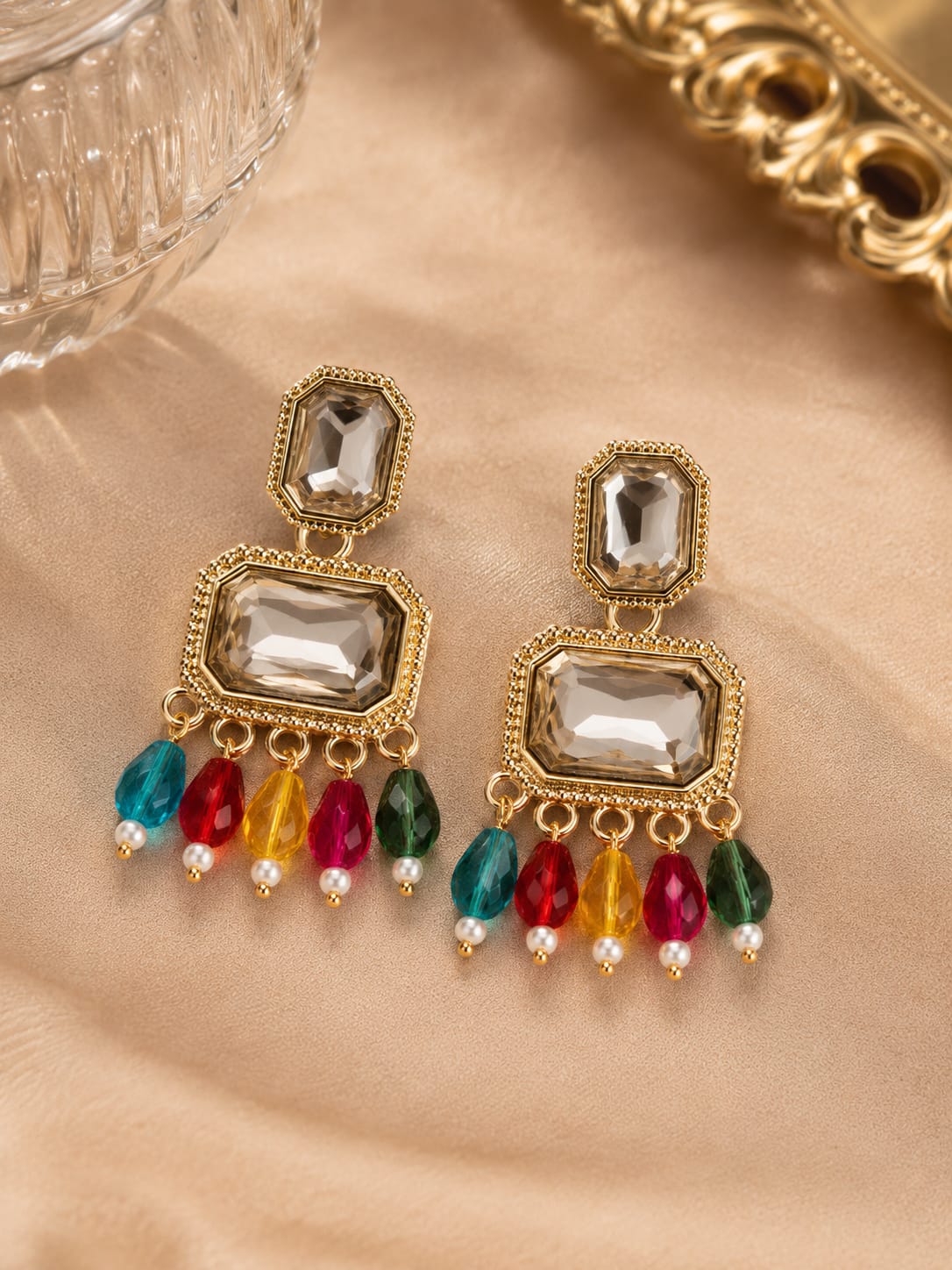 Kundan Chandelier Earrings – Multicolour