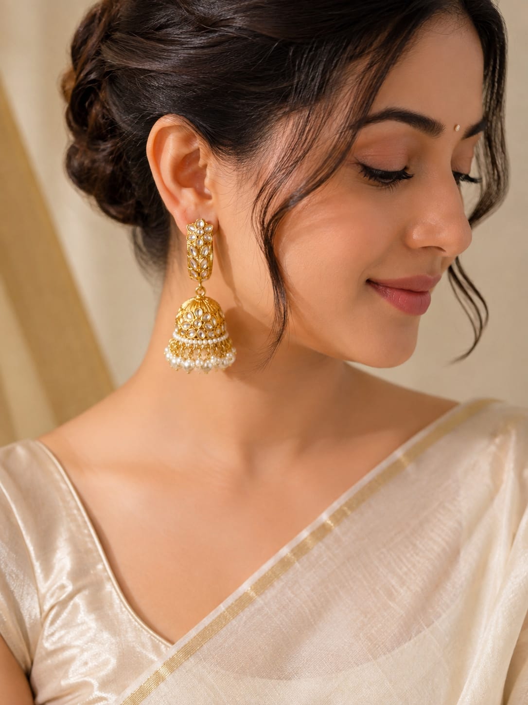 Noor Jhumka Pearl Earrings
